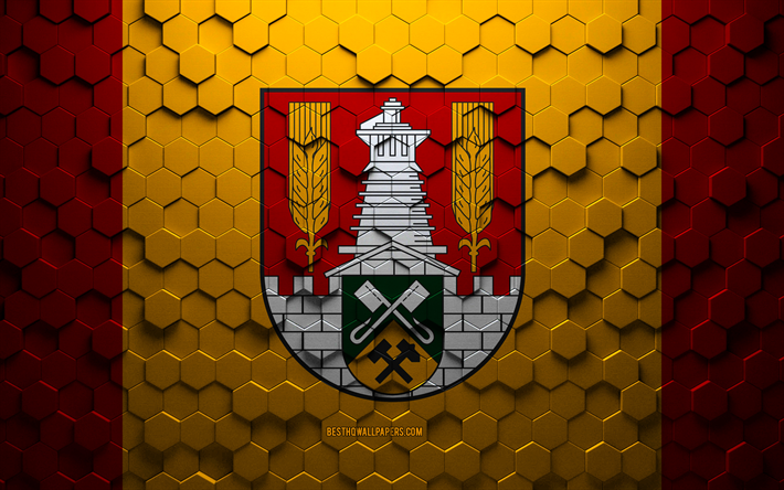 Flag of Salzgitter, honeycomb art, Salzgitter hexagons flag, Salzgitter, 3d hexagons art, Salzgitter flag