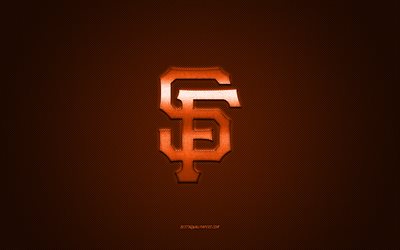 San Francisco Giantsin tunnus, amerikkalainen baseball-seura, oranssi logo, oranssi hiilikuitu tausta, MLB, San Francisco Giants Insignia, baseball, San Francisco, USA, San Francisco Giants