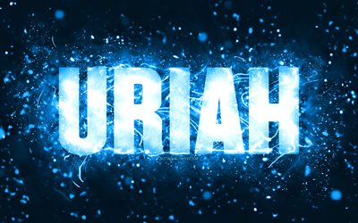 Buon compleanno Uriah, 4k, luci al neon blu, nome Uriah, creativo, Uriah Buon compleanno, Uriah Compleanno, nomi maschili americani popolari, immagine con nome Uriah, Uriah
