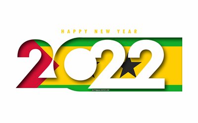Bonne année 2022 Sao Tomé et Principe, fond blanc, Sao Tomé et Principe 2022, Sao Tomé et Principe 2022 Nouvel An, concepts 2022, Sao Tomé et Principe, Drapeau de Sao Tomé et Principe