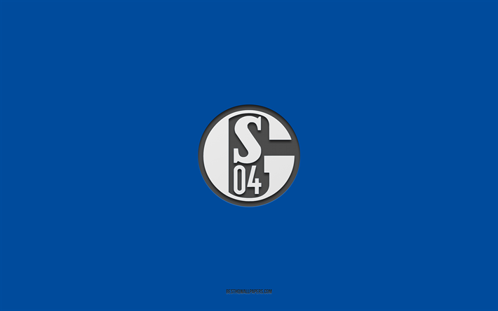 FC Schalke 04, bl&#229; bakgrund, tyskt fotbollslag, FC Schalke 04 emblem, Bundesliga 2, Tyskland, fotboll, FC Schalke 04 logotyp