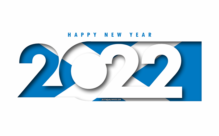 Bonne année 2022 Ecosse, fond blanc, Ecosse 2022, Ecosse 2022 Nouvel An, 2022 concepts, Ecosse, Drapeau de l'Ecosse