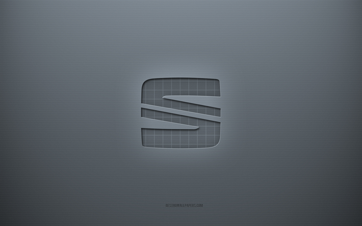 Logotipo da Seat, fundo cinza criativo, emblema da Seat, textura de papel cinza, Seat, fundo cinza, logotipo Seat 3d