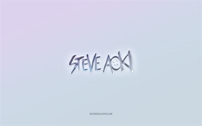 Logotipo de Steve Aoki, texto cortado em 3D, fundo branco, logotipo de Steve Aoki 3D, emblema de Steve Aoki, Steve Aoki, logotipo em relevo, emblema de Steve Aoki 3D