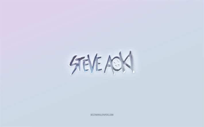 Steve Aoki logo, cut out 3d text, white background, Steve Aoki 3d logo, Steve Aoki emblem, Steve Aoki, embossed logo, Steve Aoki 3d emblem