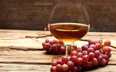 raisins, de vin, un verre de vin