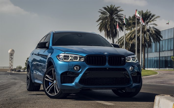BMW X6M, 2017, Blue X6, luxury sports SUV, German cars, F86, UAE, BMW