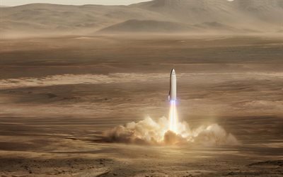 SpaceX, 4k, deserto, lan&#231;amento de foguete, nave espacial