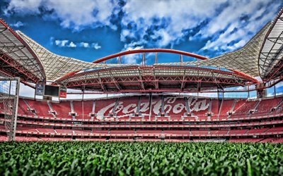 Estadio da Luz, 4k, Benfica Stadyumu, boş stadyum, Futbol Stadyumu, futbol, Benfica arena, Lizbon, Portekiz