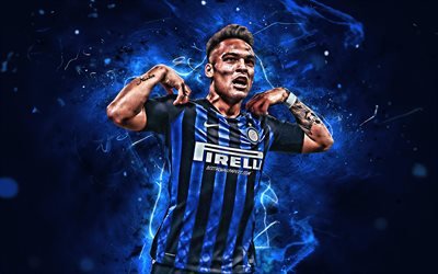 Lautaro Martinez, obiettivo, Internazionale, argentina, calciatori, Serie A, Martinez, Inter, Milan, calcio, calcio italiano di club, Italia, luci al neon, Inter FC