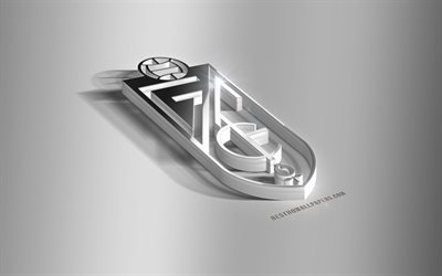 Granada CF-3D in acciaio logo, squadra di calcio spagnola, emblema 3D, Granada, Spagna Segunda, La Liga 2, Granada FC metallo emblema, calcio, creativo, arte 3d