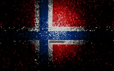 Norveç bayrağı, mozaik sanatı, Avrupa ülkeleri, Norveç Bayrağı, ulusal semboller, resmi, Avrupa, Norveç