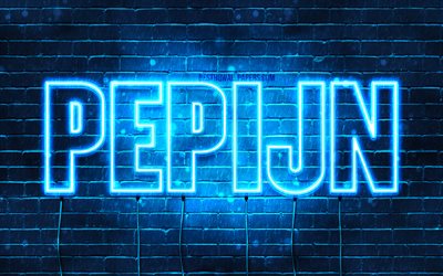 Pepijn, 4k, 名前の壁紙, Pepijn名, 青いネオン, お誕生日おめでとうPepijn, 人気のあるオランダの男性の名前, Pepijnの名前の写真