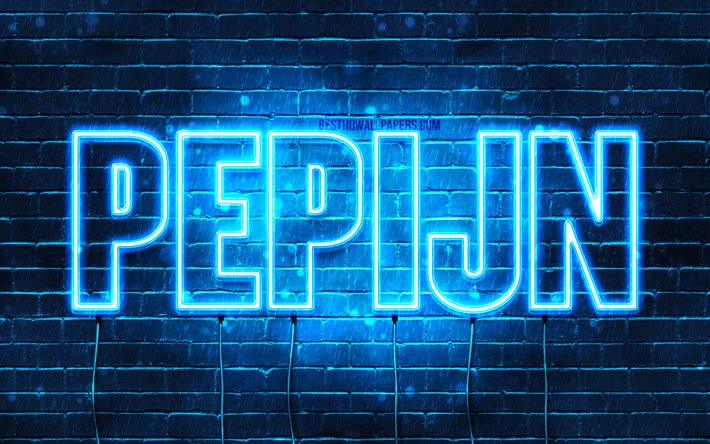 Pepijn, 4k, sfondi con nomi, nome Pepijn, luci al neon blu, buon compleanno Pepijn, popolari nomi maschili olandesi, immagine con nome Pepijn