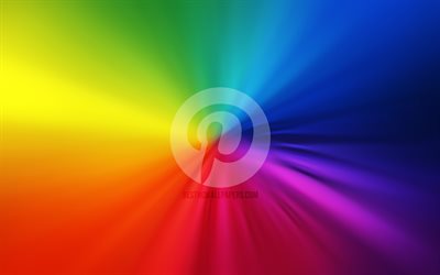 Logotipo do Pinterest, 4k, v&#243;rtice, redes sociais, fundos de arco-&#237;ris, criativo, arte, marcas, Pinterest