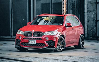 BMW X5 M, 2020年, 正面, 赤いSUV, 新しい赤いX5M, X5Mのチューニング, ドイツ車, BMW