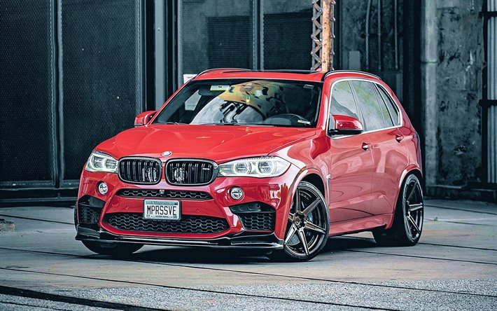 BMW X5 M, 2020, vista frontale, SUV rosso, nuova X5 M rossa, messa a punto X5 M, auto tedesche, BMW