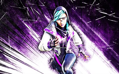 4k, Synapse Skin, grunge art, Fortnite Battle Royale, violet abstract rays, Fortnite characters, Synapse, Fortnite, Synapse Fortnite