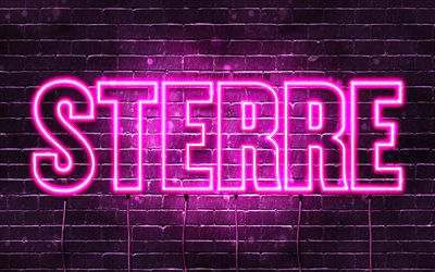 Sterre, 4k, wallpapers with names, female names, Sterre name, purple neon lights, Happy Birthday Sterre, popular dutch female names, picture with Sterre name