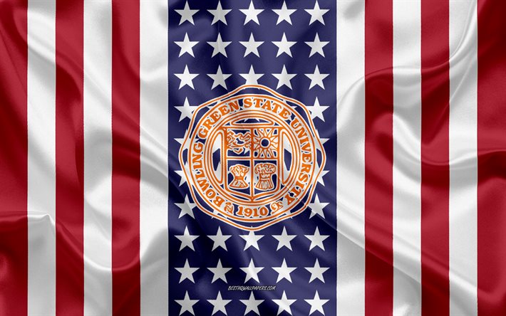 Bowling Greenin valtionyliopiston tunnus, Yhdysvaltain lippu, Bowling Greenin osavaltion yliopiston logo, Bowling Green, Ohio, Yhdysvallat, Bowling Green State University