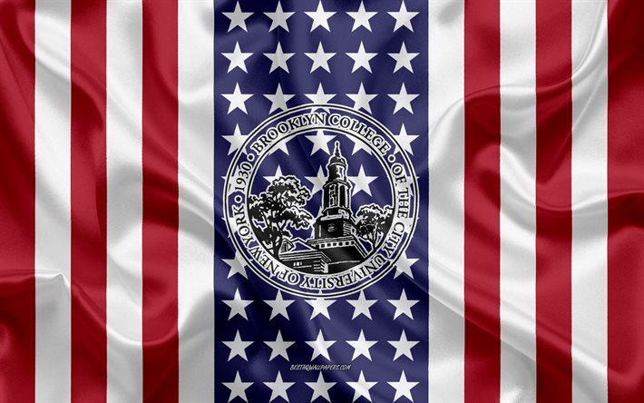 Brooklyn College Emblem, American Flag, Brooklyn College logo, Brooklyn, New York, USA, Brooklyn College