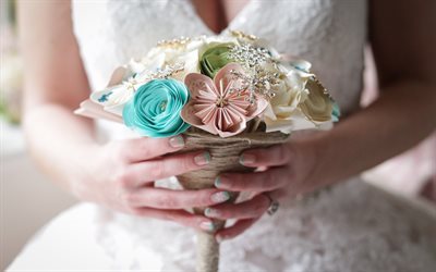 結婚, ブライダル紙の花束, 紙の花, 花嫁