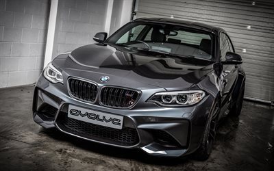 BMW M2, 2017 cars, Evolve, tuning, coupe, black m2, F87, BMW