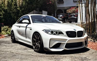 BMW M2 Coupe, 2016, F87, white M2, tuning BMW, German cars