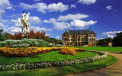 Dresden, palace, sculpture, HDR, park, Germany