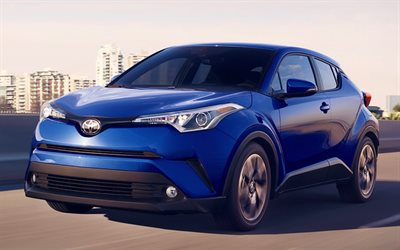 Toyota CH-R, carretera, 2018 autos, crossovers, azul CH-R, Toyota