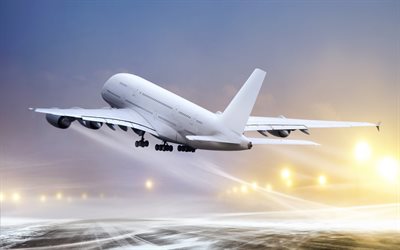 エアバスA380, 滑走路, 冬, 旅客機, A380, 民間航空, エアバス社