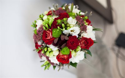 wedding bouquet, red roses, bouquet of flowers, bouquet of the bride, roses, wedding concepts