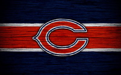 Chicago Bears, NFL, 4k, tr&#228;-struktur, amerikansk fotboll, logotyp, emblem, Chicago, Illinois, USA, National Football League, NFC