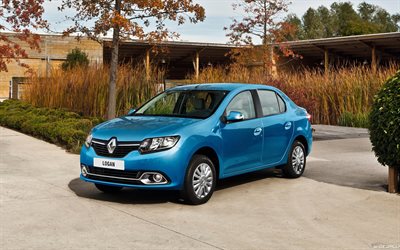 Renault Logan, 2017, compact sedan, new blue Logan, French cars, RU-spec, Renault