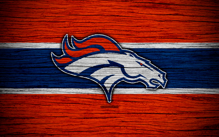 Denver Broncos, NFL, 4k, tr&#228;-struktur, Amerikansk fotboll, logotyp, emblem, Denver, Colorado, USA, National Football League, American Conference