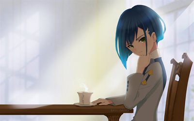 Ichigo, cabello azul, personajes de anime, manga, DARLING en el FRANXX