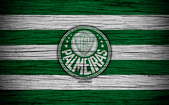 Palmeiras, 4k, Brazilian Seria A, logo, Brazil, soccer, Palmeiras FC, football club, wooden texture, FC Palmeiras