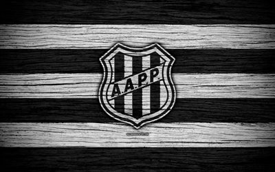Ponte Preta, 4k, Brazilian Seria A, logo, Brazil, soccer, Ponte Preta FC, football club, wooden texture, FC Ponte Preta