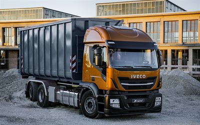 Iveco Stralis X-Way, camiones nuevos, camiones de volteo, 6x4, piedra triturada de transporte, naranja-negro Stralis, Super Cargador, Iveco
