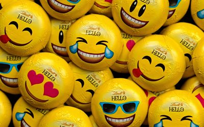 candy emoticons, sweets, emotions, yellow emotion icons, chocolate candies