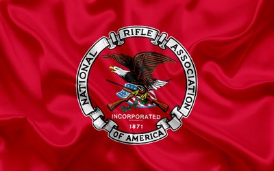 National Rifle Association, NRA, American nonprofit organization, USA, emblem, red silk, 4k, official logo