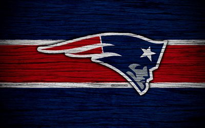 New England Patriots, NFL, American Conference, 4k, wooden texture, American football, logo, emblem, New England, USA, National Football League