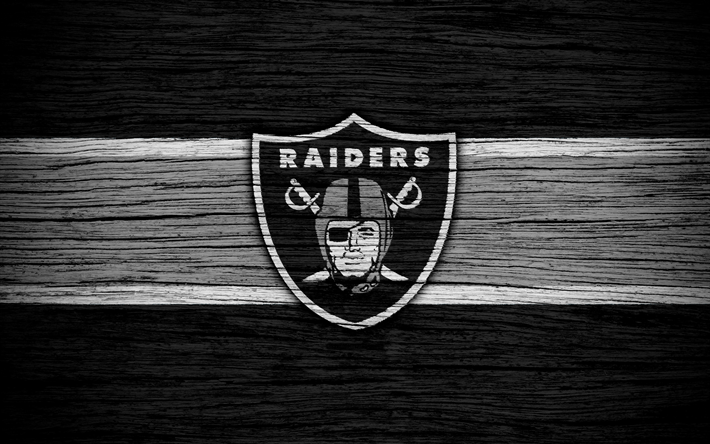 Oakland Raiders, NFL, American Conference, 4k, tr&#228;-struktur, amerikansk fotboll, logotyp, emblem, Auckland, Kalifornien, USA, National Football League