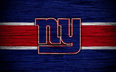 New York Giants, 4k, wooden texture, NFL, american football, NFC, USA, art, logo, East Division