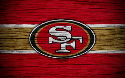 San Francisco 49ers, 4k, puinen rakenne, NFL, amerikkalainen jalkapallo, NFC, USA, art, logo, West Division