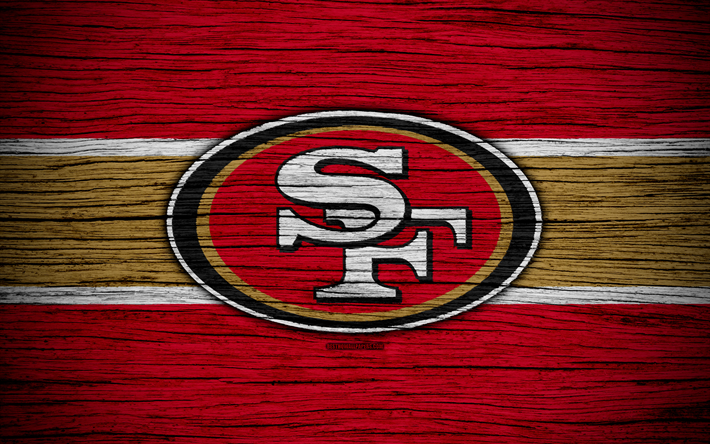 49ers de San Francisco, 4k, texture de bois, de la NFL, le football am&#233;ricain, le NFC, etats-unis, de l&#39;art, du logo, de la Division Ouest