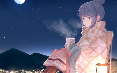Shima Rin, night, manga, Yuru Camp