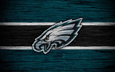 Philadelphia Eagles, 4k, wooden texture, NFL, american football, NFC, USA, art, logo, East Division