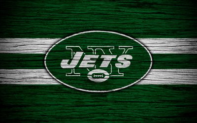 New York Jets, NFL, American Conference, 4k, wooden texture, american football, logo, emblem, New York, USA, National Football League