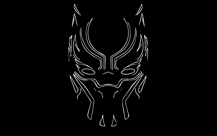 Download Wallpapers Black Panther 4k Linear Art 2018 Movie